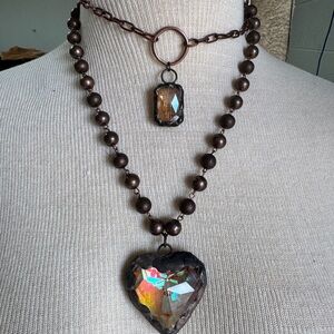 3D Soldered Crystal Heart Layered Necklace by Gypsy South